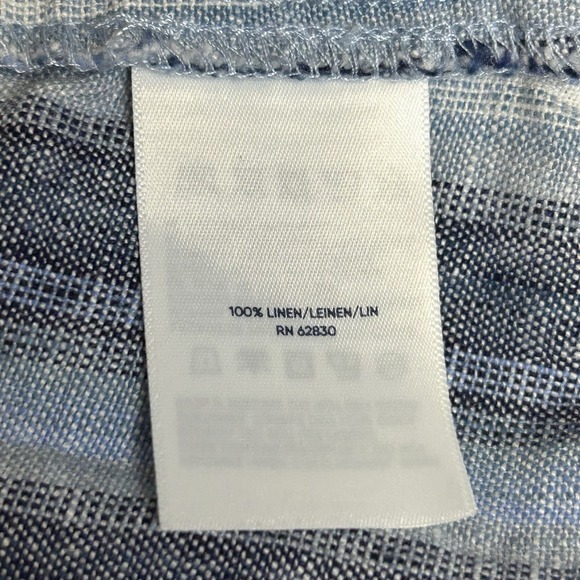 Lands End Blue Striped 100% Linen Scoop Neck Maxi Dress Size Small (6-8) - Picture 7 of 9